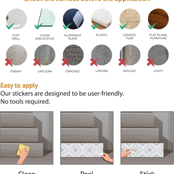 Peel and Stick Floral Pattern Elegant Blue and Gray Stair Riser Decals - Picture 10 of 12